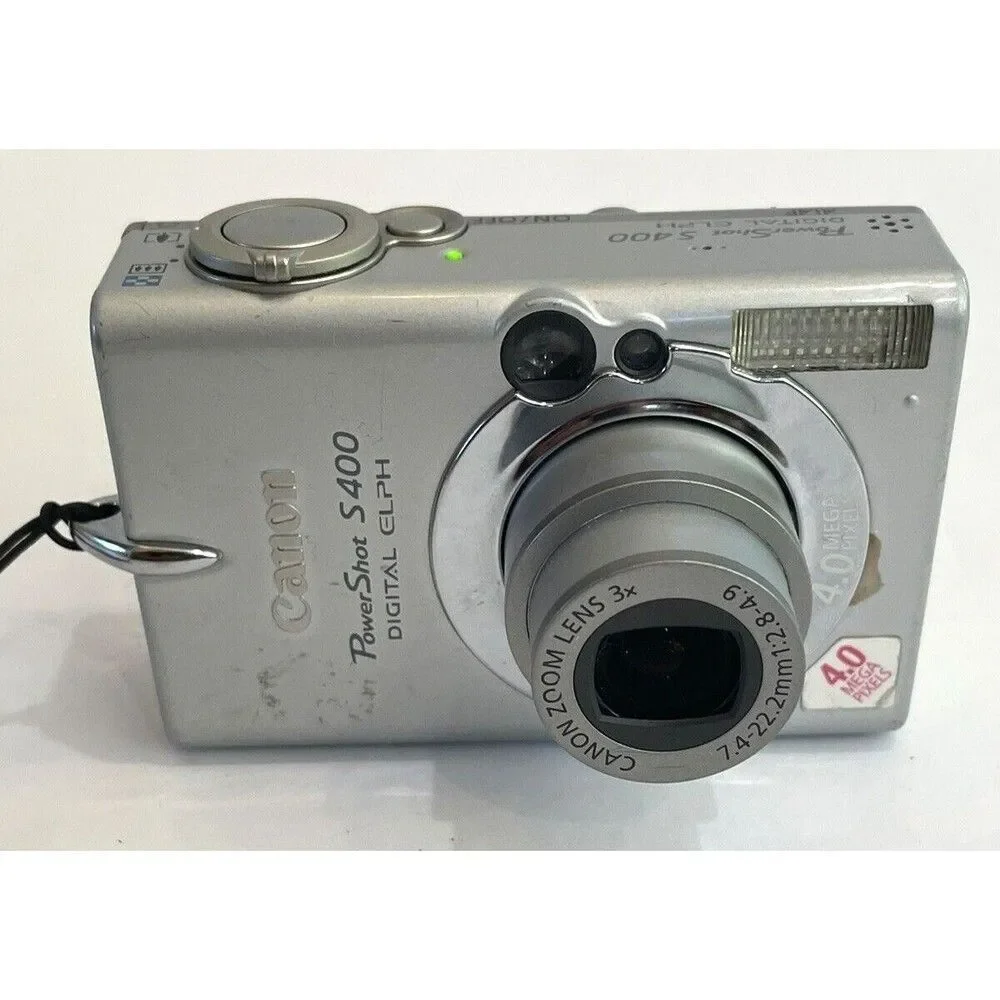 Canon Digital Elph PowerShot S400 Camera W/ 2 Batteries/SD Card 8GB READ